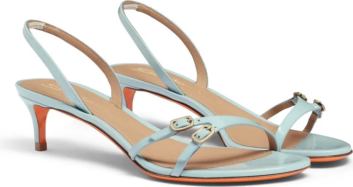 Women's patent leather mid-heel sandal - Image 8