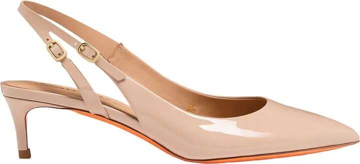 Women's patent leather mid-heel slingback