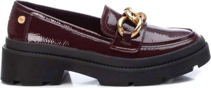 Women's Patent Leather Moccasins In Burgundy