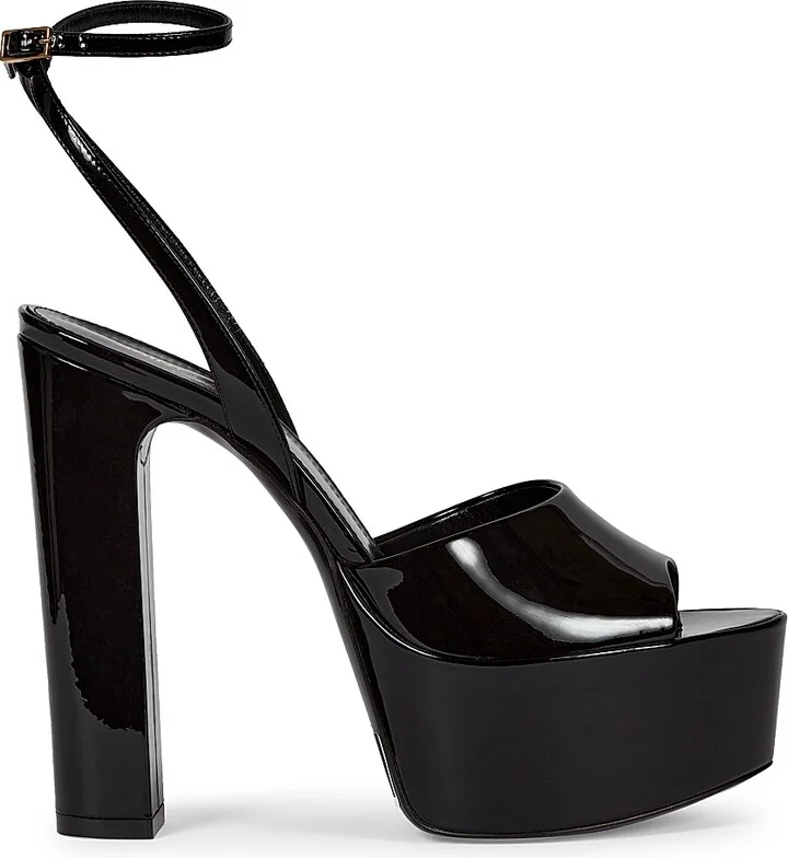 Women's Patent Leather Platform Sandals - Nero - Size 7
