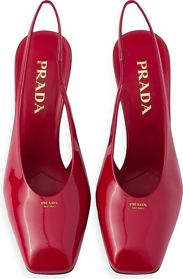 Women's Patent Leather Slingback 85MM Pumps - Red - Size 7 - Image 2