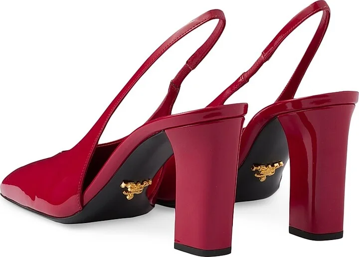Women's Patent Leather Slingback 85MM Pumps - Red - Size 7 - Image 3
