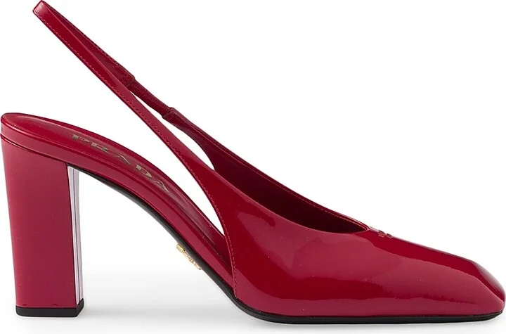 Women's Patent Leather Slingback 85MM Pumps - Red - Size 7
