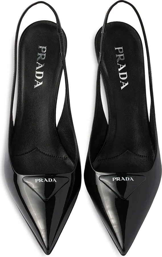 Women's Patent Leather Slingback Pumps - Black - Size 7 - Image 2