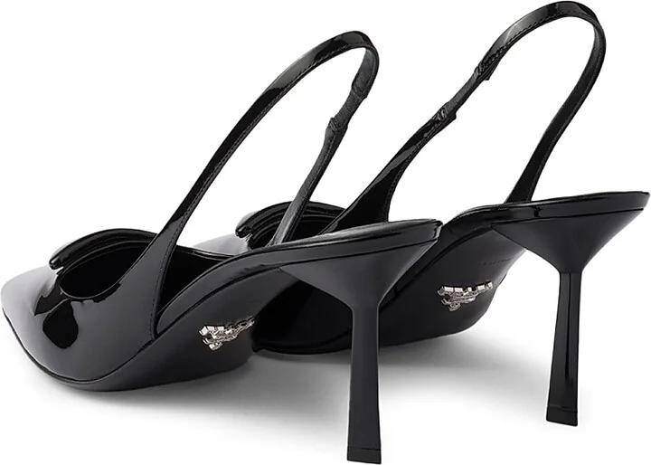 Women's Patent Leather Slingback Pumps - Black - Size 7 - Image 3