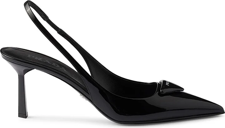 Women's Patent Leather Slingback Pumps - Black - Size 7