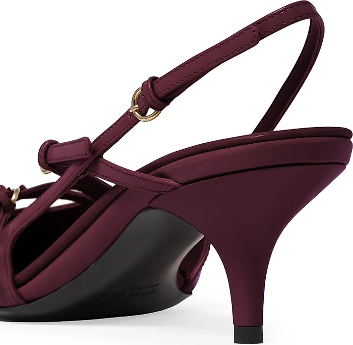 Women's Patent Leather Slingbacks with Buckles - Red - Size 9 - Image 3