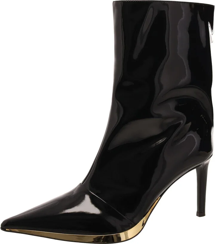 Womens Patent Metallic Booties