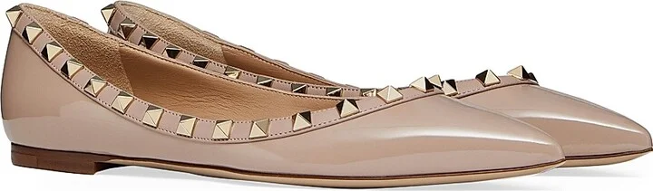Women's Patent Rockstud Ballet Flats - Poudre - Size 5 - Image 2