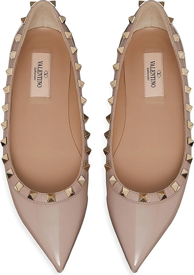 Women's Patent Rockstud Ballet Flats - Poudre - Size 5 - Image 4