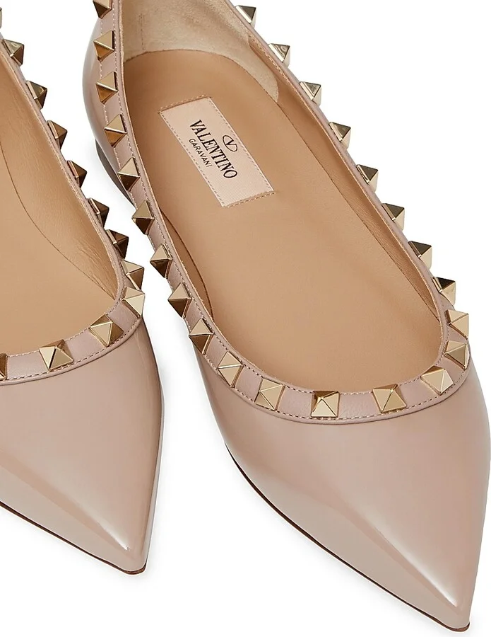Women's Patent Rockstud Ballet Flats - Poudre - Size 5 - Image 5