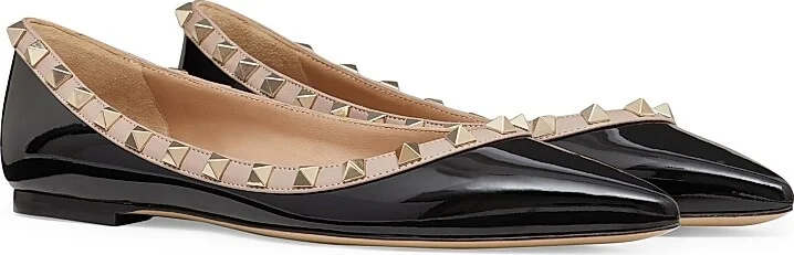 Women's Patent Rockstud Ballet Flats - Poudre - Size 5 - Image 7