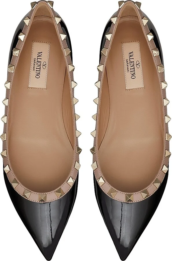 Women's Patent Rockstud Ballet Flats - Poudre - Size 5 - Image 9