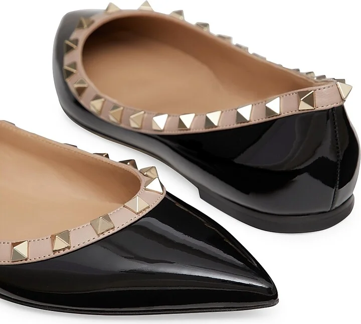 Women's Patent Rockstud Ballet Flats - Poudre - Size 5 - Image 10
