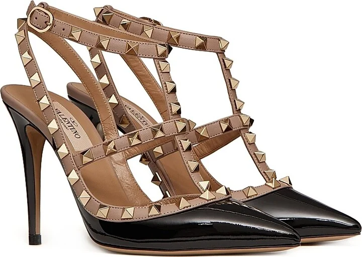 Women's Patent Rockstud Caged Pumps 100 MM - Black Poudre - Size 6 - Image 2