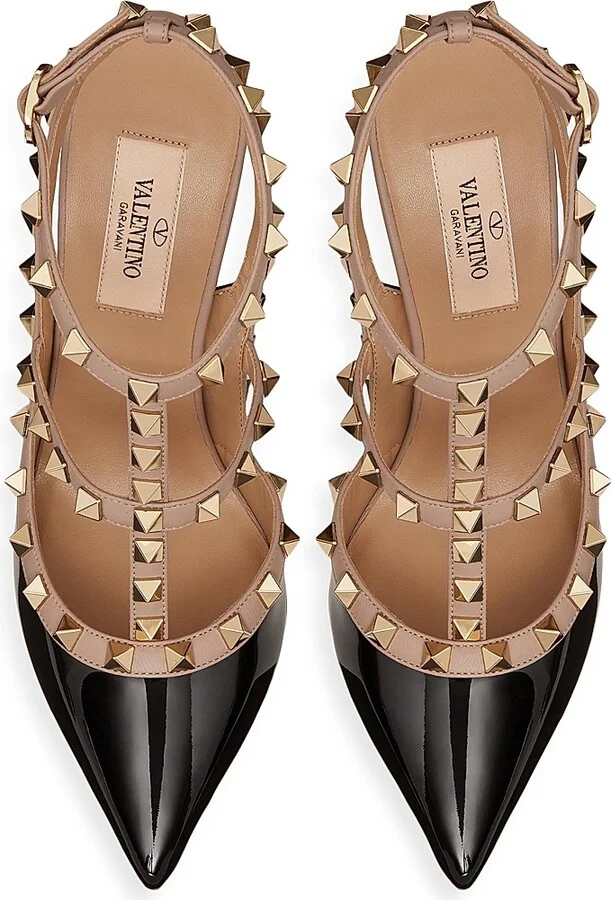 Women's Patent Rockstud Caged Pumps 100 MM - Black Poudre - Size 6 - Image 4