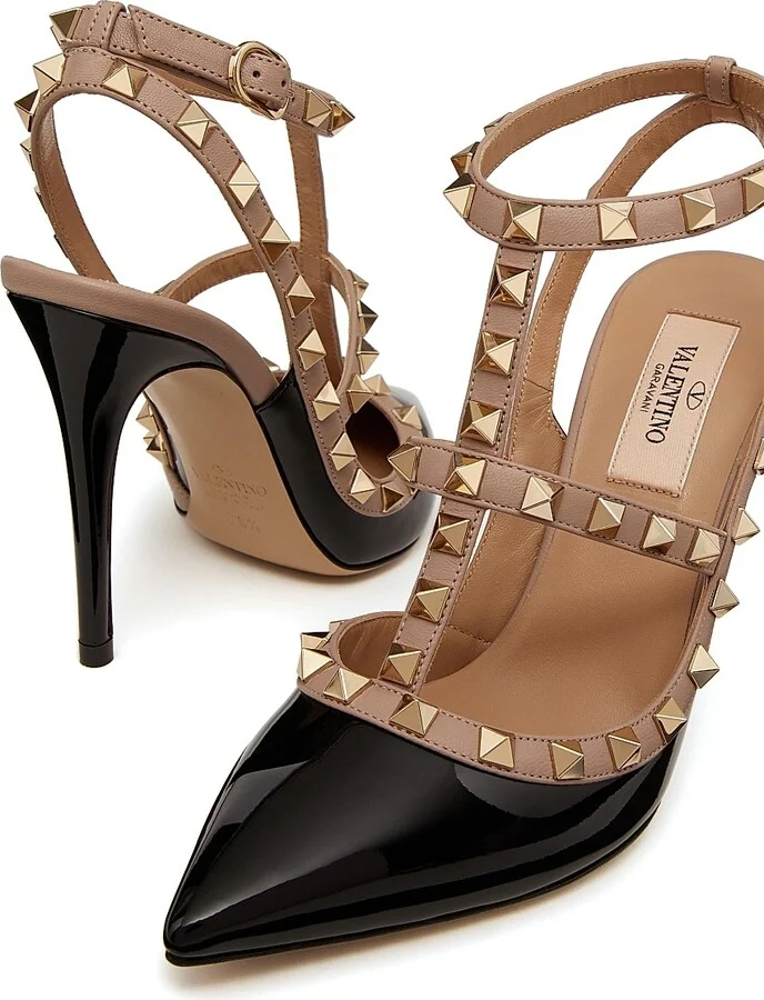 Women's Patent Rockstud Caged Pumps 100 MM - Black Poudre - Size 6 - Image 5
