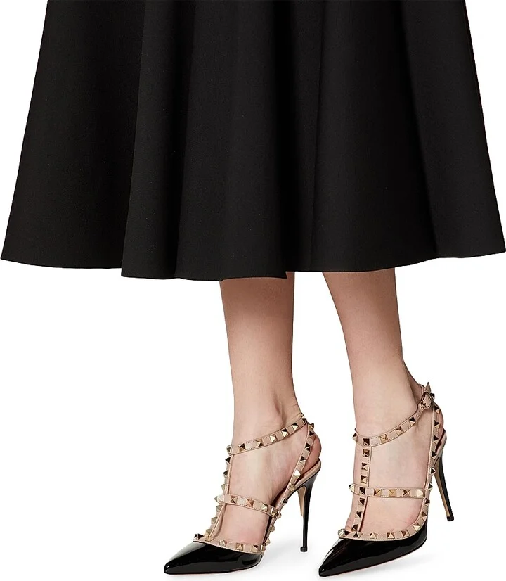 Women's Patent Rockstud Caged Pumps 100 MM - Black Poudre - Size 6 - Image 6