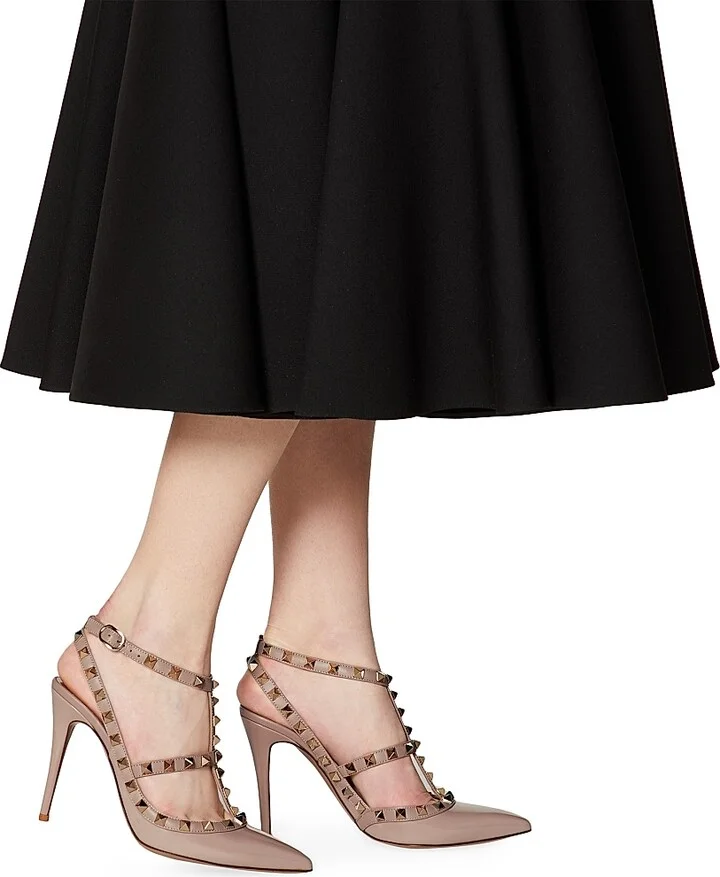 Women's Patent Rockstud Caged Pumps 100 MM - Black Poudre - Size 6 - Image 11