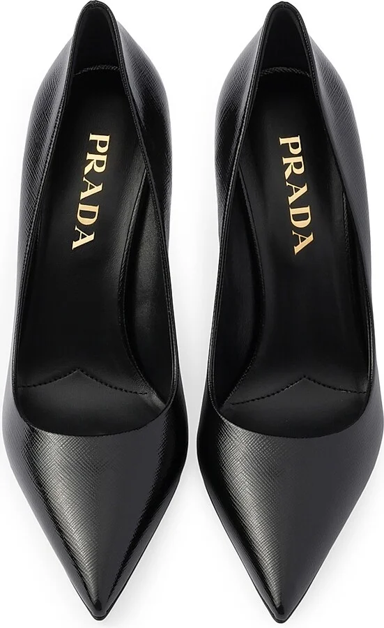 Women's Patent Saffiano 85MM Leather Pumps - Black - Size 7 - Image 2