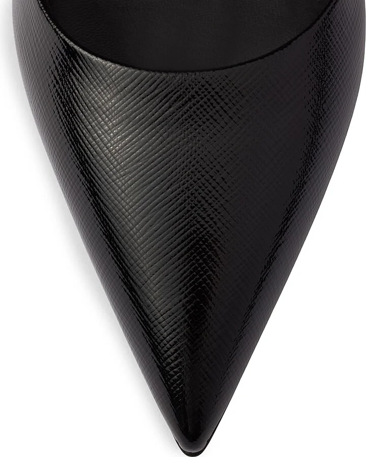 Women's Patent Saffiano 85MM Leather Pumps - Black - Size 7 - Image 4