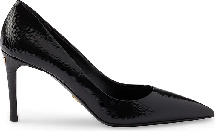 Women's Patent Saffiano 85MM Leather Pumps - Black - Size 7