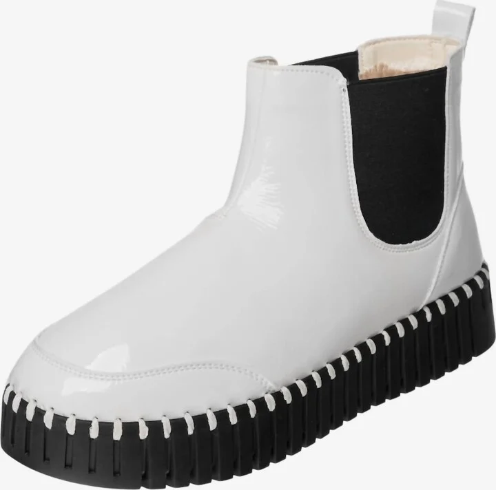 Women's Patent Slip On Bootie In White
