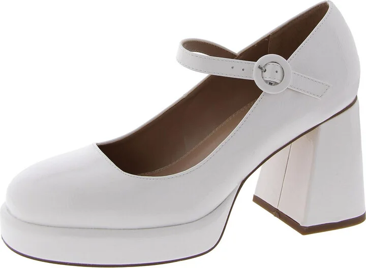 Womens Patent Square Toe Mary Jane Heels