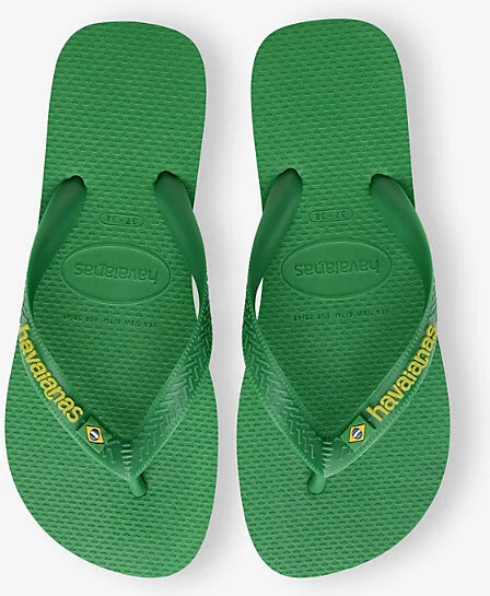 Womens Patria Green Brasil Patria Logo-Embossed Rubber Flip-Flops 3/4 - Image 2