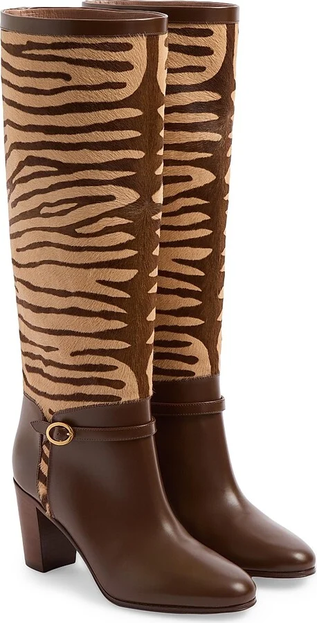 Women's Pattie 75MM Boots in Pony-Effect Calfskin - Beige - Size 9 - Image 2