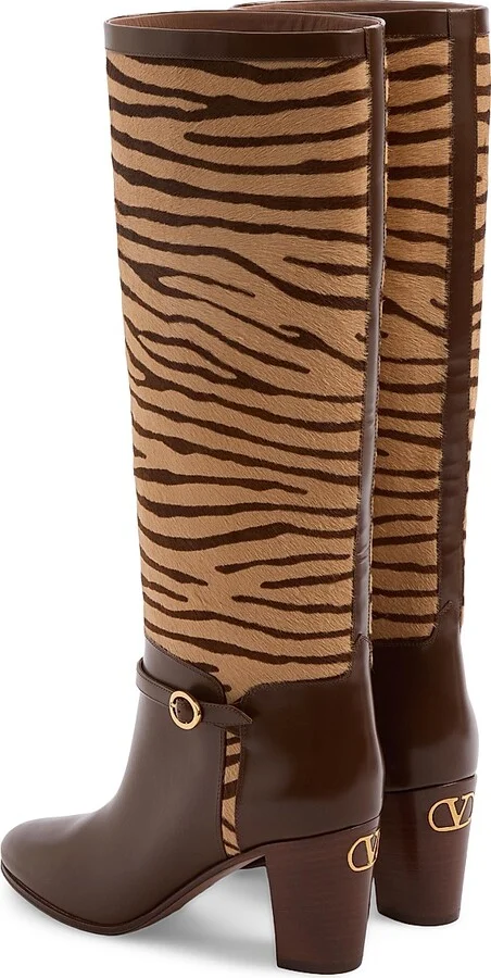 Women's Pattie 75MM Boots in Pony-Effect Calfskin - Beige - Size 9 - Image 3