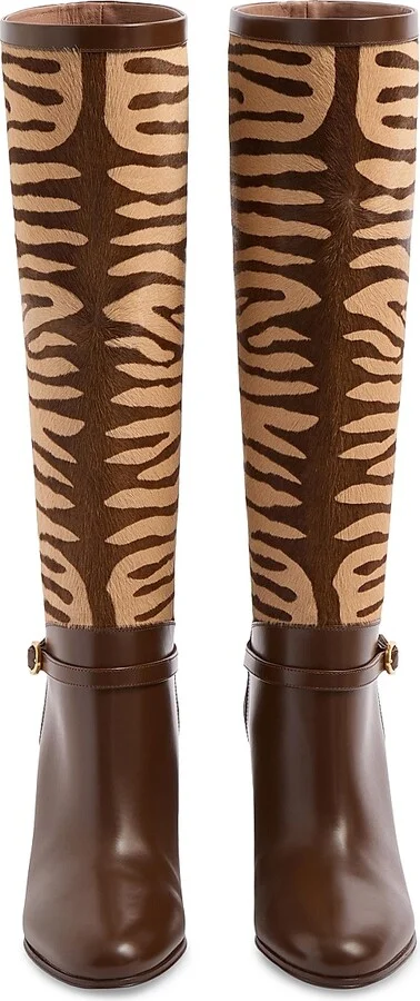 Women's Pattie 75MM Boots in Pony-Effect Calfskin - Beige - Size 9 - Image 4