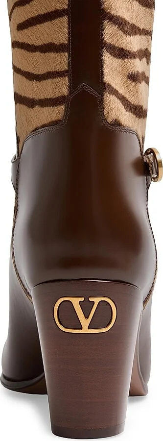 Women's Pattie 75MM Boots in Pony-Effect Calfskin - Beige - Size 9 - Image 7