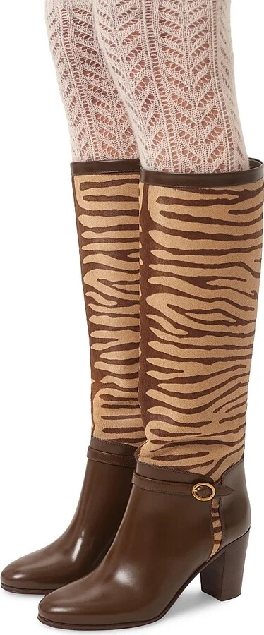 Women's Pattie 75MM Boots in Pony-Effect Calfskin - Beige - Size 9 - Image 8