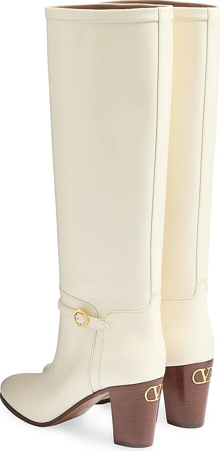 Women's Pattie 75MM Calfskin Boots - Ivory - Size 9 - Image 3