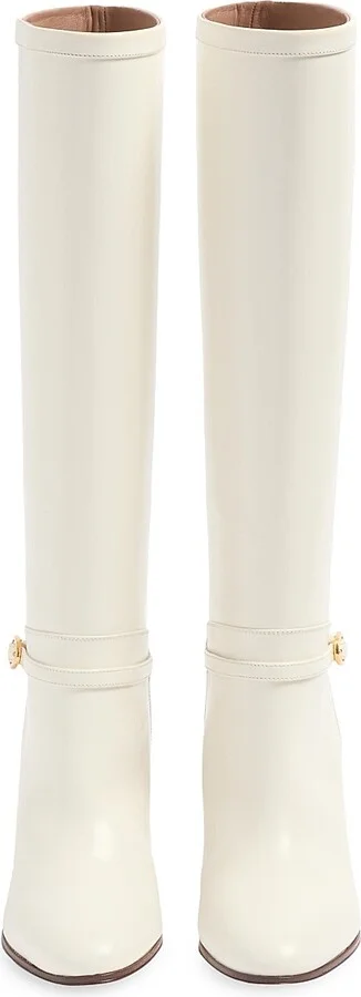Women's Pattie 75MM Calfskin Boots - Ivory - Size 9 - Image 4