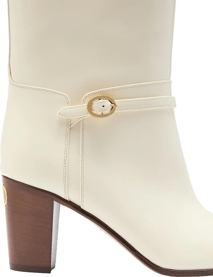 Women's Pattie 75MM Calfskin Boots - Ivory - Size 9 - Image 5