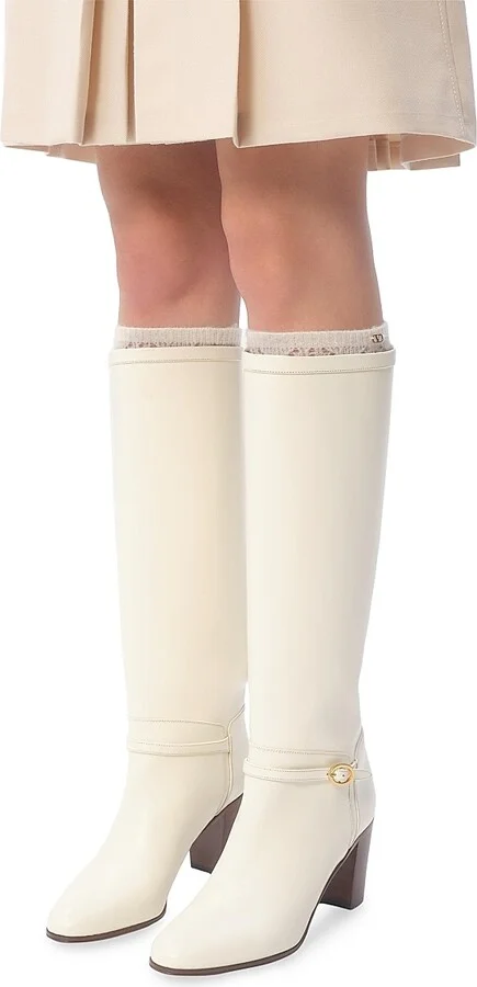 Women's Pattie 75MM Calfskin Boots - Ivory - Size 9 - Image 8