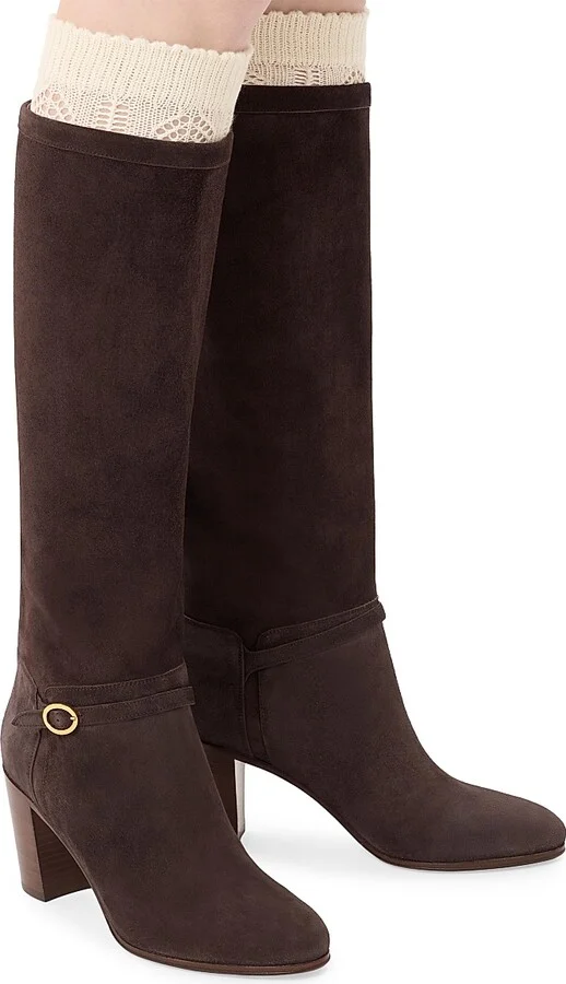 Women's Pattie Crust 75MM Leather Boots - Brown - Size 7 - Image 7