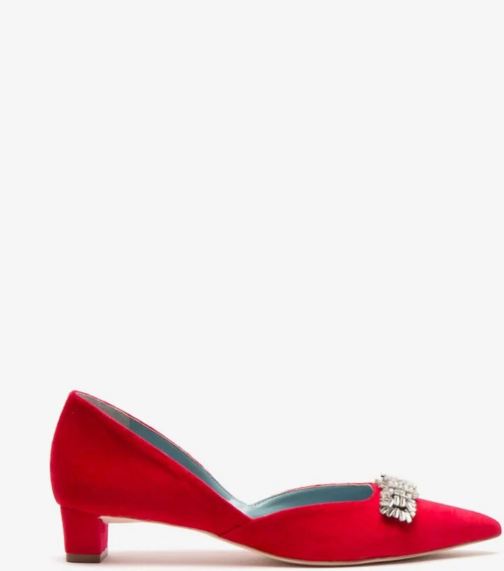 Women's Paula Mini Block Velvet Heel In Red