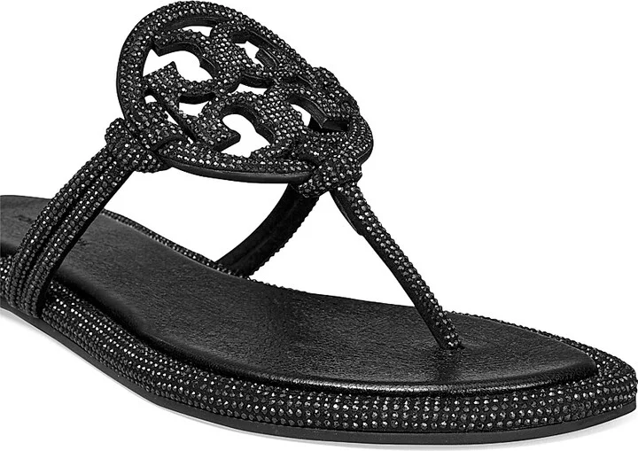 Women's Pavé Cord Miller Leather Sandals - Perfect Black - Size 5 - Image 4