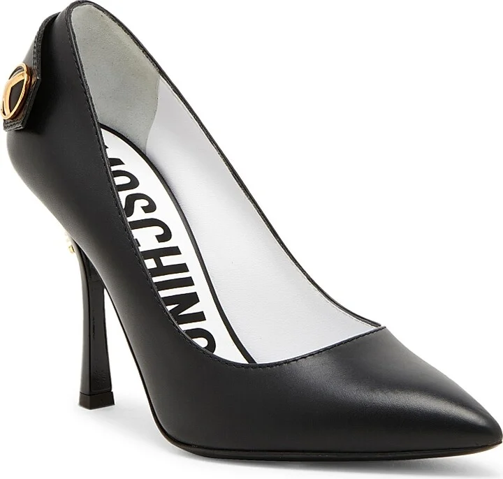 Women's Peace Button 100MM Leather Pumps - Black - Size 6 - Image 2