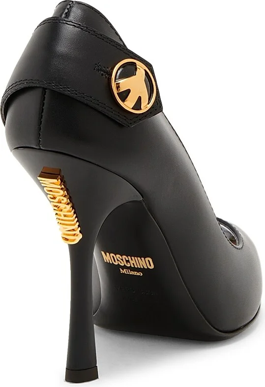 Women's Peace Button 100MM Leather Pumps - Black - Size 6 - Image 3