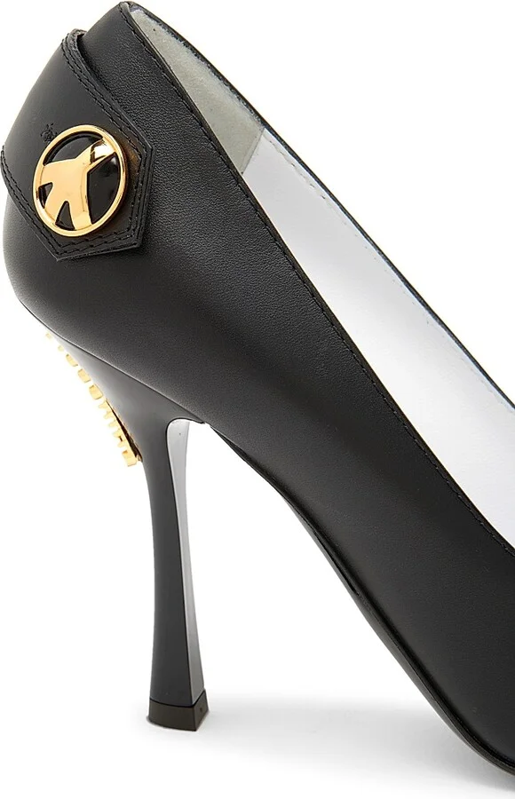 Women's Peace Button 100MM Leather Pumps - Black - Size 6 - Image 6