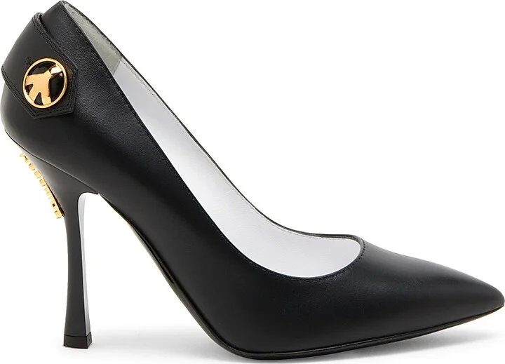 Women's Peace Button 100MM Leather Pumps - Black - Size 6