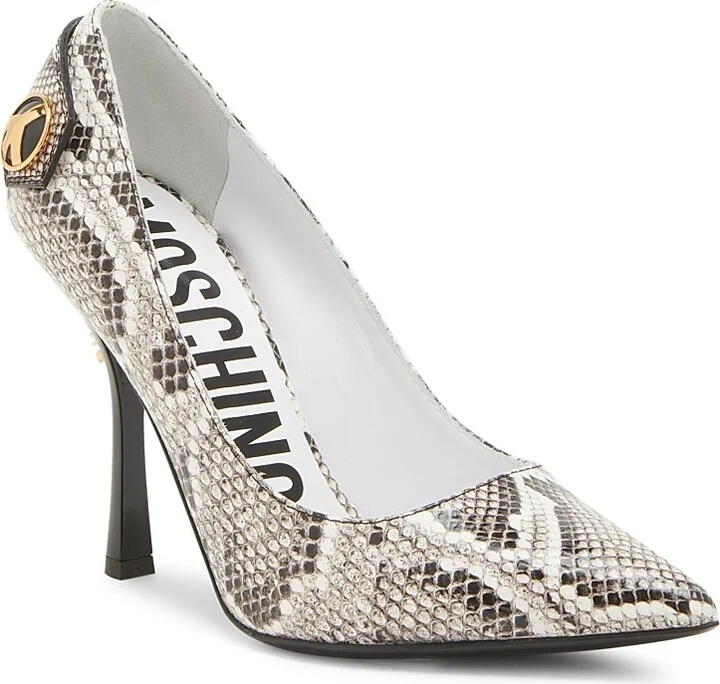 Women's Peace Button 100MM Leather Pumps - Grey - Size 6.5 - Image 2