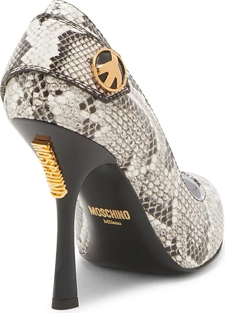 Women's Peace Button 100MM Leather Pumps - Grey - Size 6.5 - Image 3