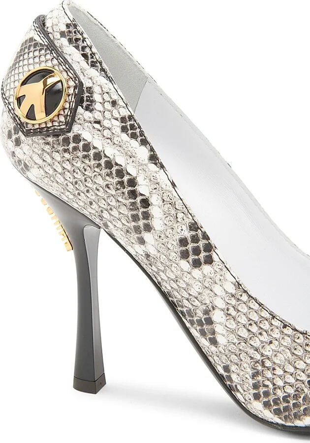 Women's Peace Button 100MM Leather Pumps - Grey - Size 6.5 - Image 6