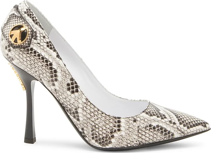 Women's Peace Button 100MM Leather Pumps - Grey - Size 6.5