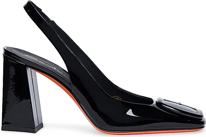 Women's Peaches 85MM Patent Leather Slingback Pumps - Black - Size 6